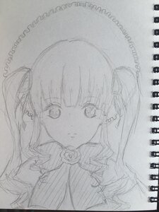 Rating: Safe Score: 0 Tags: 1girl bangs closed_mouth eyebrows_visible_through_hair flower graphite_(medium) greyscale hair_ribbon image long_hair looking_at_viewer monochrome photo ribbon rose shinku simple_background sketch smile solo traditional_media twintails upper_body User: admin