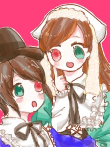 Rating: Safe Score: 0 Tags: 2girls brown_hair dress green_dress green_eyes hat heterochromia image long_hair long_sleeves multiple_girls open_mouth pair red_eyes siblings sisters smile souseiseki suiseiseki top_hat twins User: admin