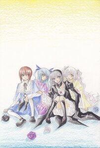 Rating: Safe Score: 0 Tags: 4girls black_footwear brown_hair dress eyepatch flower frills green_eyes heterochromia image long_hair looking_at_viewer multiple multiple_girls pink_hair red_eyes rose sitting smile suigintou tagme traditional_media wings yellow_eyes User: admin