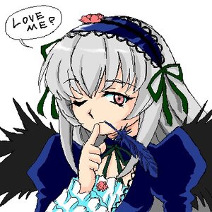 Rating: Safe Score: 0 Tags: 1girl artist_request dress finger_to_mouth flower frills hairband image juliet_sleeves long_hair long_sleeves looking_at_viewer lowres oekaki one_eye_closed ribbon rose rozen_maiden silver_hair simple_background solo suigintou upper_body white_background wings User: admin