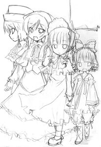 Rating: Safe Score: 0 Tags: 4girls bow dress frills full_body greyscale hakurei_reimu hat hina_ichigo image long_sleeves looking_at_viewer monochrome multiple multiple_girls open_mouth short_hair sisters sketch smile standing suiseiseki tagme white_background wings User: admin
