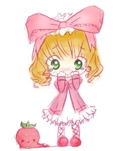 Rating: Safe Score: 0 Tags: 1girl blonde_hair bow chibi crying dress food fruit full_body green_eyes hina_ichigo hinaichigo image long_sleeves pink_bow pink_dress short_hair simple_background solo standing strawberry tears white_background User: admin