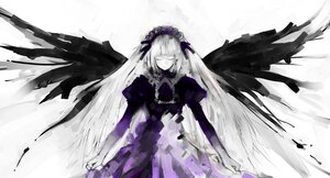 Rating: Safe Score: 0 Tags: 1girl black_dress black_wings closed_eyes dress feathered_wings feathers flower hairband image juliet_sleeves long_hair long_sleeves puffy_sleeves ribbon rose silver_hair solo suigintou very_long_hair white_background wings User: admin