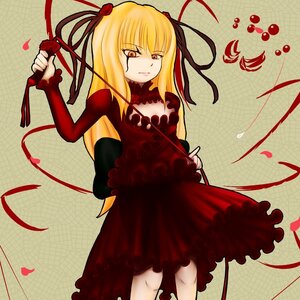 Rating: Safe Score: 0 Tags: 1girl blonde_hair chain-link_fence costume_switch dress fence flower frills honeycomb_(pattern) honeycomb_background image long_hair long_sleeves petals red_dress ribbon rose solo twintails weapon whip User: admin