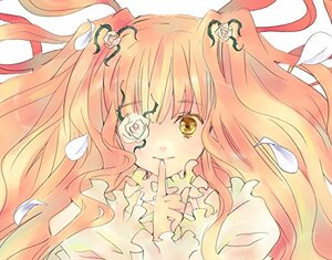 Rating: Safe Score: 0 Tags: 1girl flower gradient_hair hair_ornament image kirakishou long_hair multicolored_hair pink_hair smile solo traditional_media two_side_up yellow_eyes User: admin