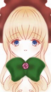 Rating: Safe Score: 0 Tags: 1girl bangs blonde_hair blue_eyes blurry blurry_background blurry_foreground bow bowtie depth_of_field flower green_bow hat image long_hair looking_at_viewer motion_blur parted_lips red_headwear rose shinku simple_background solo white_background User: admin