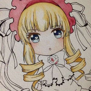 Rating: Safe Score: 0 Tags: 1girl bangs blonde_hair blue_eyes bow drill_hair eyebrows_visible_through_hair flower image long_hair looking_at_viewer marker_(medium) parted_lips ringlets rose shinku simple_background solo traditional_media twin_drills upper_body User: admin