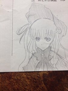 Rating: Safe Score: 0 Tags: 1girl closed_mouth hair_ornament image long_hair looking_at_viewer monochrome photo shinku simple_background solo traditional_media upper_body User: admin