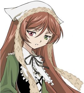 Rating: Safe Score: 0 Tags: 1girl black_ribbon brown_hair dress frills green_eyes head_scarf heterochromia image long_hair long_sleeves neck_ribbon red_eyes ribbon solo suiseiseki upper_body white_background User: admin