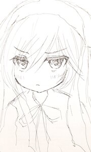Rating: Safe Score: 0 Tags: 1girl auto_tagged blush eyebrows_visible_through_hair image long_hair looking_at_viewer monochrome sketch solo suiseiseki User: admin