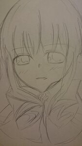 Rating: Safe Score: 0 Tags: 1girl eyebrows_visible_through_hair greyscale image long_hair looking_at_viewer monochrome shinku simple_background sketch solo tears traditional_media User: admin