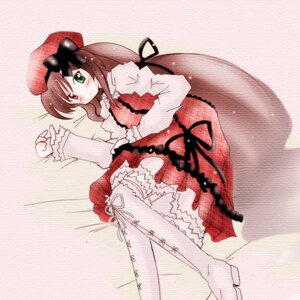 Rating: Safe Score: 0 Tags: 1girl blush boots bow brown_hair dress frills full_body green_eyes hat heterochromia image long_hair long_sleeves looking_at_viewer lying red_dress red_eyes solo suiseiseki thighhighs white_legwear User: admin