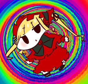 Rating: Safe Score: 0 Tags: 1girl blonde_hair bow chibi dress image long_sleeves shinku solo User: admin