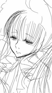 Rating: Safe Score: 0 Tags: 1girl ahoge bangs closed_mouth eyebrows_visible_through_hair greyscale hair_between_eyes image long_hair looking_at_viewer monochrome shinku sketch solo white_background User: admin