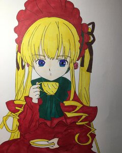 Rating: Safe Score: 0 Tags: 1girl bangs blonde_hair blue_eyes bow bowtie cup dress grey_background holding image long_hair long_sleeves looking_at_viewer red_dress rose shinku sidelocks simple_background solo teacup twintails upper_body very_long_hair User: admin