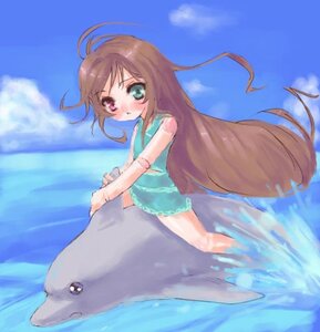Rating: Safe Score: 0 Tags: 1girl animal blush brown_hair casual_one-piece_swimsuit day dolphin frilled_swimsuit heterochromia image long_hair ocean one-piece_swimsuit riding sky solo suiseiseki swimsuit very_long_hair User: admin