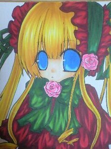 Rating: Safe Score: 0 Tags: 1girl bangs blonde_hair blue_eyes bow dress flower image long_hair pink_flower pink_rose red_flower red_rose rose shinku solo traditional_media User: admin