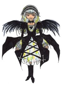 Rating: Safe Score: 0 Tags: 1girl black_wings boots dress feathers flower frills full_body hairband image long_hair long_sleeves looking_at_viewer red_eyes rose silver_hair simple_background smile solo suigintou white_background wings User: admin