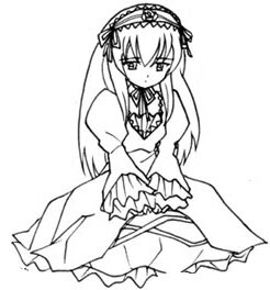 Rating: Safe Score: 0 Tags: 1girl detached_collar dress frills full_body greyscale hairband image lolita_hairband long_hair long_sleeves looking_at_viewer monochrome simple_background solo standing suigintou very_long_hair white_background User: admin