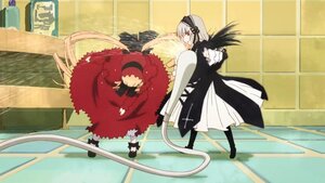 Rating: Safe Score: 0 Tags: 1girl dress hairband image long_sleeves outdoors pair red_eyes shinku silver_hair suigintou User: admin