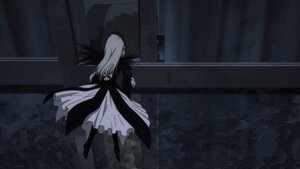 Rating: Safe Score: 0 Tags: 1girl boots dress greyscale image long_hair long_sleeves monochrome solo standing suigintou wings User: admin