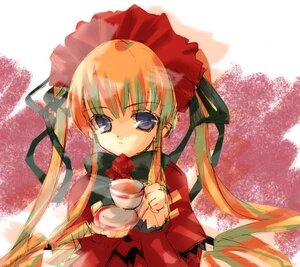 Rating: Safe Score: 0 Tags: 1girl blonde_hair blue_eyes bonnet bow bowtie cup dress hat holding holding_cup image long_hair long_sleeves looking_at_viewer photoshop_(medium) red_dress rozen_maiden shinku sidelocks sketch solo tea teacup tsukamichi_fumi twintails upper_body User: admin