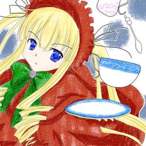 Rating: Safe Score: 0 Tags: 1girl bangs blonde_hair blue_eyes bonnet bow bowtie dress drill_hair flower hat image long_hair long_sleeves looking_at_viewer red_capelet shinku sidelocks solo twin_drills twintails User: admin