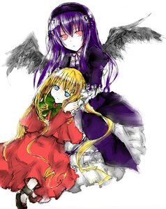 Rating: Safe Score: 0 Tags: 2girls black_wings blonde_hair blue_eyes dress hairband holding_hands image long_hair long_sleeves looking_at_viewer multiple_girls pair red_dress shinku simple_background suigintou very_long_hair white_background wings User: admin