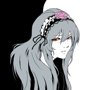 Rating: Safe Score: 0 Tags: 1girl closed_mouth eyebrows_visible_through_hair flower frilled_hairband hairband image lolita_hairband long_hair looking_at_viewer portrait red_eyes rose solo suigintou User: admin