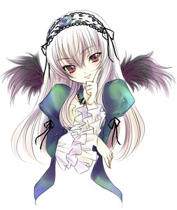 Rating: Safe Score: 0 Tags: 1girl bad_id bad_pixiv_id black_ribbon black_wings detached_collar dress flower frills hairband image juliet_sleeves long_hair long_sleeves looking_at_viewer mizunomoto pink_eyes puffy_sleeves purple_eyes ribbon rose rozen_maiden silver_hair simple_background smile solo suigintou upper_body white_background wings User: admin