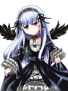 Rating: Safe Score: 0 Tags: 1girl black_ribbon black_wings dress feathered_wings feathers frilled_sleeves frills gothic_lolita hairband image lolita_fashion lolita_hairband long_hair long_sleeves looking_at_viewer pink_eyes ribbon simple_background smile solo suigintou white_background wings User: admin