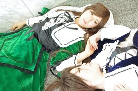 Rating: Safe Score: 0 Tags: 1girl bangs black_ribbon brown_hair closed_eyes dress green_dress head_scarf long_hair long_sleeves multiple_cosplay ribbon suiseiseki tagme User: admin