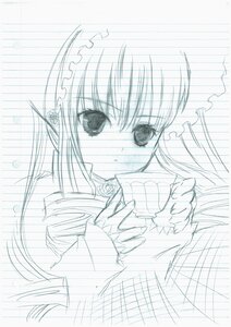 Rating: Safe Score: 0 Tags: 1girl auto_tagged blush eyebrows_visible_through_hair image long_sleeves looking_at_viewer maid maid_headdress monochrome shinku simple_background sketch solo upper_body User: admin