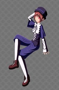 Rating: Safe Score: 0 Tags: 1girl blue_headwear brown_hair capelet dress full_body hat image long_sleeves looking_at_viewer pantyhose red_eyes shoes short_hair solo souseiseki style_parody transparent_background white_legwear User: admin
