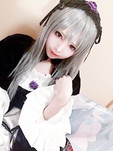 Rating: Safe Score: 0 Tags: 1girl closed_mouth dress flower gothic_lolita hairband lips lolita_fashion long_hair long_sleeves looking_at_viewer purple_rose red_eyes rose silver_hair smile solo suigintou upper_body User: admin