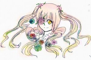 Rating: Safe Score: 0 Tags: 1girl bangs closed_mouth flower hair_flower hair_ornament image kirakishou leaf long_hair looking_at_viewer pink_hair plant simple_background smile solo striped striped_background thorns twintails vertical_stripes vines white_background yellow_eyes User: admin