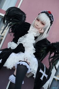 Rating: Safe Score: 0 Tags: 1girl bangs black_legwear blurry blurry_background closed_mouth depth_of_field dress feathers frills gothic_lolita hairband lolita_fashion lolita_hairband long_hair long_sleeves looking_at_viewer red_eyes rose solo suigintou thighhighs wings User: admin