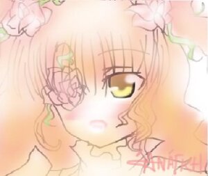 Rating: Safe Score: 0 Tags: 1girl bangs blurry blurry_background blurry_foreground blush depth_of_field eyebrows_visible_through_hair flower hair_flower hair_ornament image kirakishou leaf portrait solo yellow_eyes User: admin