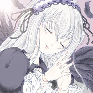 Rating: Safe Score: 0 Tags: 1girl angel angel_wings bangs bird black_dress black_feathers black_wings blush closed_eyes doll_joints dove dress eyebrows_visible_through_hair feathered_wings feathers fingernails flower hairband halo image long_hair long_sleeves ribbon rose smile solo suigintou white_feathers white_wings wings User: admin
