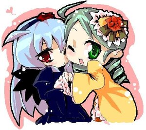 Rating: Safe Score: 0 Tags: 2girls ahoge artist_request blue_hair blush chibi dress drill_hair green_eyes green_hair holding_hands image kanaria long_hair long_sleeves looking_at_viewer lowres multiple_girls oekaki one_eye_closed open_mouth pair red_eyes rozen_maiden simple_background smile suigintou upper_body wings User: admin