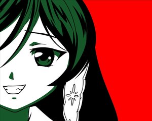 Rating: Safe Score: 0 Tags: 1girl face green_eyes green_hair image leaf looking_at_viewer portrait red_background simple_background solo suiseiseki User: admin