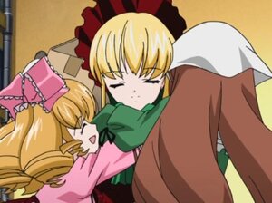 Rating: Safe Score: 0 Tags: 2girls ^_^ blonde_hair blush bonnet bow closed_eyes dress drill_hair hair_bow hina_ichigo hug image long_hair long_sleeves multiple multiple_girls pink_bow shinku smile tagme User: admin