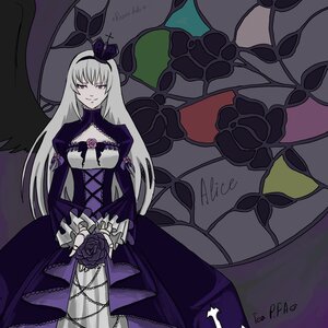 Rating: Safe Score: 0 Tags: 1girl dress flower frills gothic_lolita hairband image lolita_fashion long_hair long_sleeves pink_eyes purple_eyes purple_flower purple_rose rose smile solo suigintou wings User: admin