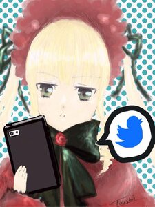 Rating: Safe Score: 0 Tags: 1girl bangs blonde_hair flower green_eyes halftone halftone_background holding image looking_at_viewer phone polka_dot polka_dot_background polka_dot_dress polka_dot_legwear rose shinku signature solo upper_body User: admin