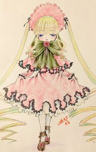 Rating: Safe Score: 0 Tags: 1girl blonde_hair blue_eyes blush bonnet bow bowtie dress flower full_body image long_hair long_sleeves looking_at_viewer pink_bow pink_flower pink_rose red_dress rose shinku shoes solo standing twintails very_long_hair User: admin