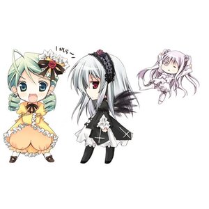 Rating: Safe Score: 0 Tags: 3girls chibi dress flower frills green_hair hairband image long_hair long_sleeves multiple multiple_girls one_eye_closed open_mouth silver_hair smile suigintou tagme User: admin