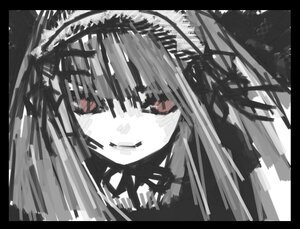 Rating: Safe Score: 0 Tags: 1girl akemi_homura black_border border choker circle_cut image letterboxed long_hair looking_at_viewer monochrome pillarboxed simple_background solo suigintou white_background windowboxed User: admin