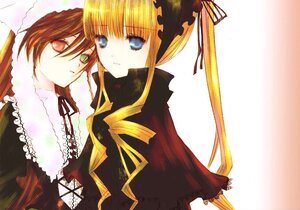 Rating: Safe Score: 0 Tags: 2girls black_ribbon blonde_hair blue_eyes brown_hair heterochromia image long_hair long_sleeves looking_at_viewer multiple_girls pair red_eyes ribbon shinku simple_background suiseiseki twintails very_long_hair white_background User: admin