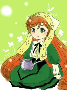 Rating: Safe Score: 0 Tags: 1girl brown_hair cup dress frills green_dress green_eyes head_scarf heterochromia image long_hair long_sleeves looking_at_viewer red_eyes simple_background solo suiseiseki very_long_hair watering_can User: admin