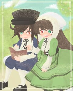 Rating: Safe Score: 0 Tags: 2girls blush brown_hair dress green_dress green_eyes hat head_scarf heterochromia image long_hair long_sleeves multiple_girls open_mouth pair red_eyes short_hair siblings sisters smile souseiseki suiseiseki top_hat twins User: admin